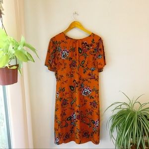chinoiserie print dress with flutter sleeves